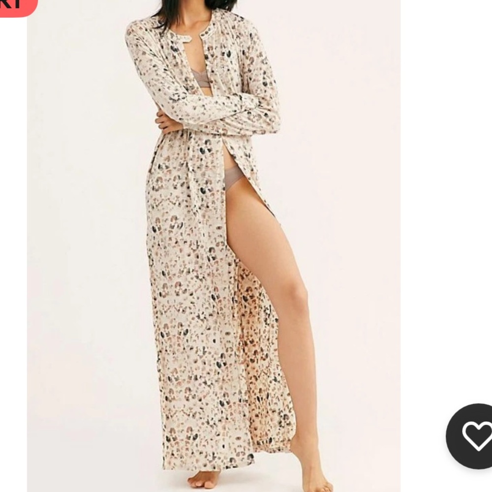 FP Intimately Leopard Printed Maxi Top Robe Duster, Size Small